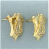 Image 2 : Unique Abstract Designer CZ Earrings in 18k Yellow Gold