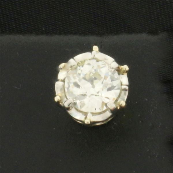 1ct Old European Diamond Single Stud Earring in 14k White Gold