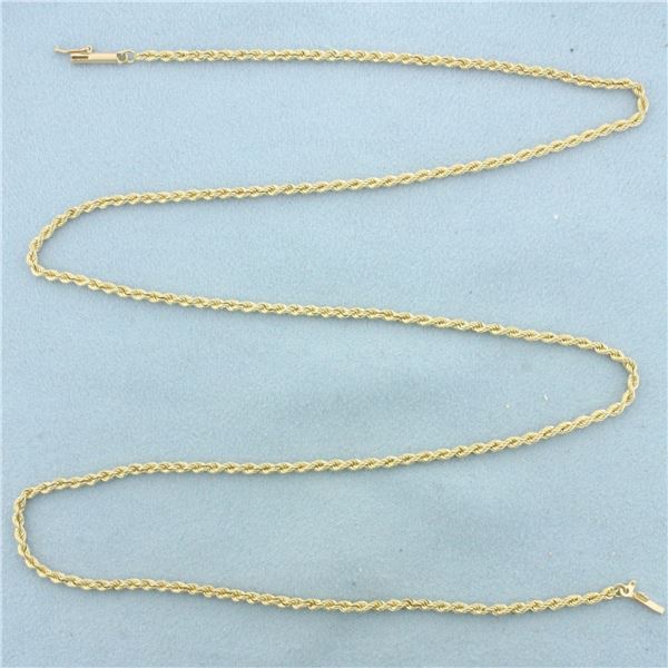 24 Inch Rope Link Chain Necklace in 14k Yellow Gold