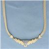 Image 1 : Pave Diamond V Necklace in 14k Yellow Gold