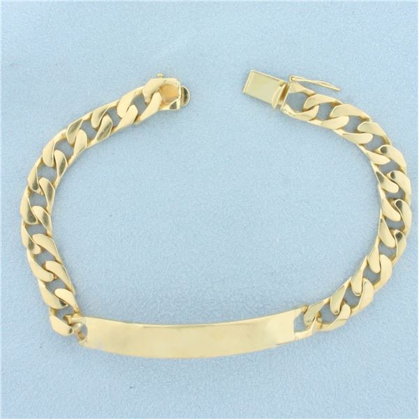Curb Link ID Name Bracelet in 14k Yellow Gold