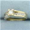 Image 2 : Cathedral Diamond Engagement Ring in 14k Yellow Gold