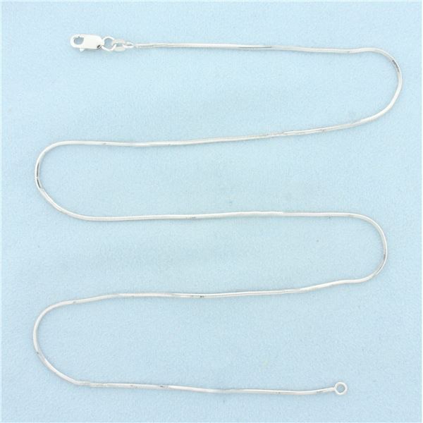 20 Inch Squared Snake Link Chain Necklace in 14k White Gold