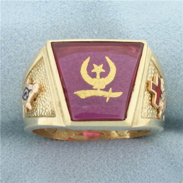 Mens Masonic Shriners Ring in 10k Yellow Gold