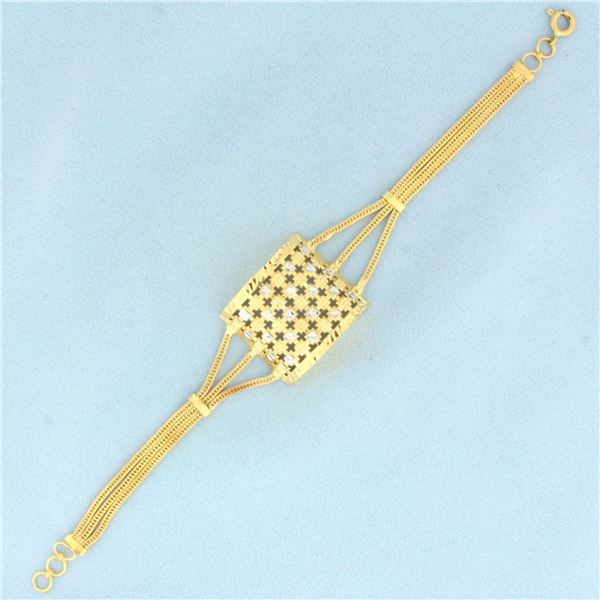 Diamond Cut Two Tone Bracelet in 21k Yellow and White Gold