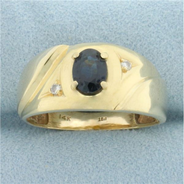 Sapphire and Diamond Ring in 14k Yellow Gold