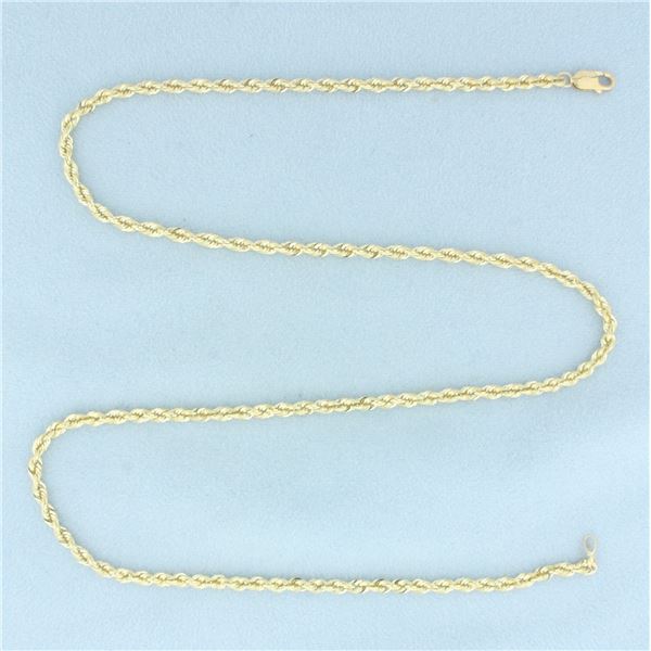 20 Inch Rope Link Chain Necklace in 10k Yellow Gold