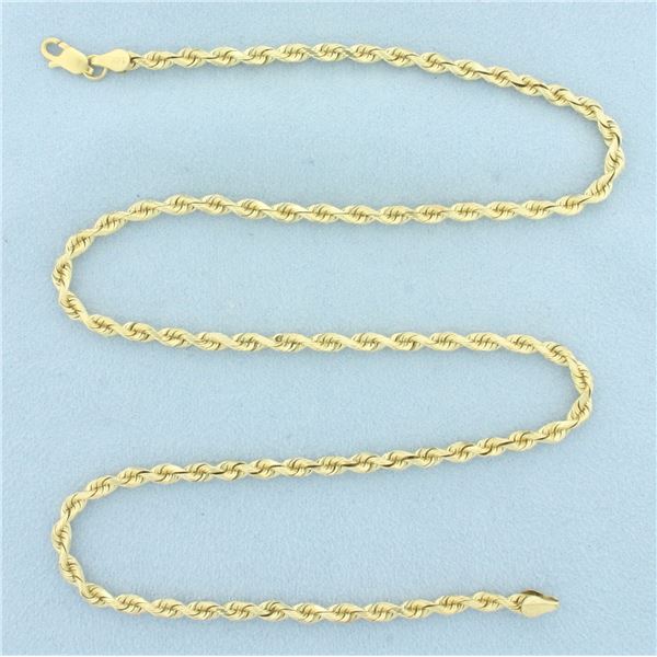 20 Inch Diamond Cut Rope Link Chain Necklace in 14k Yellow Gold