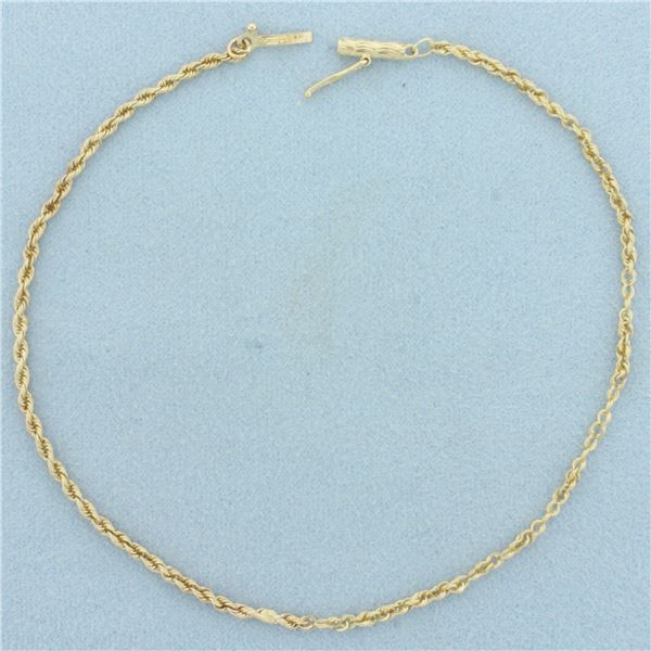 Rope Link Anklet in 14k Yellow Gold