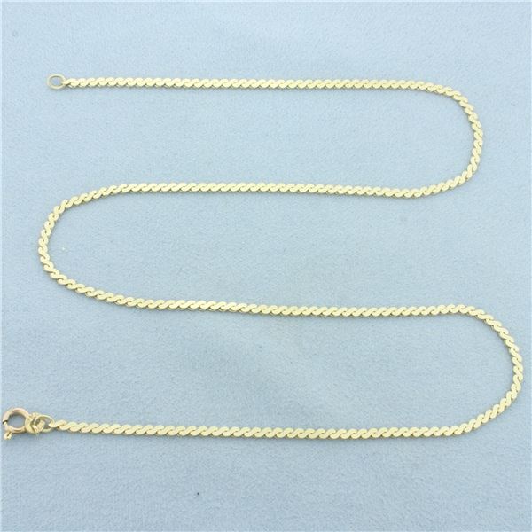 Italian 18 Inch S-Link Serpentine Chain Necklace in 14k Yellow Gold