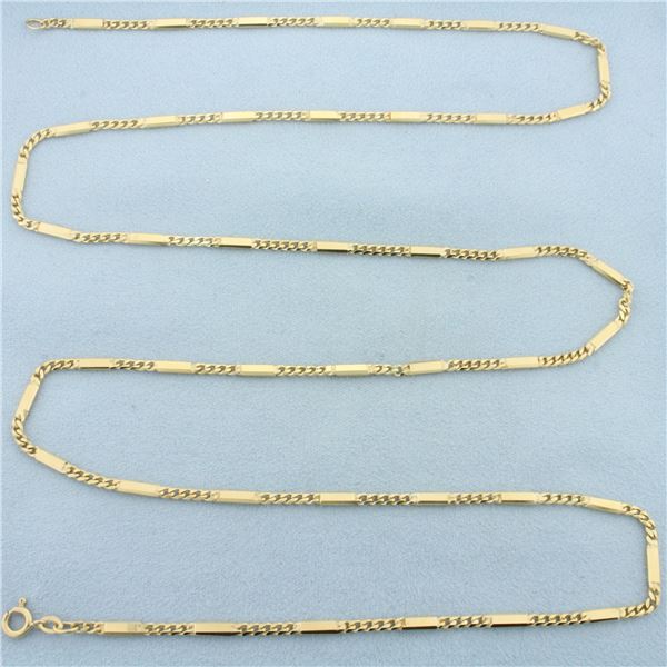 Italian 36 Inch Bar Link Chain Necklace in 14k Yellow Gold