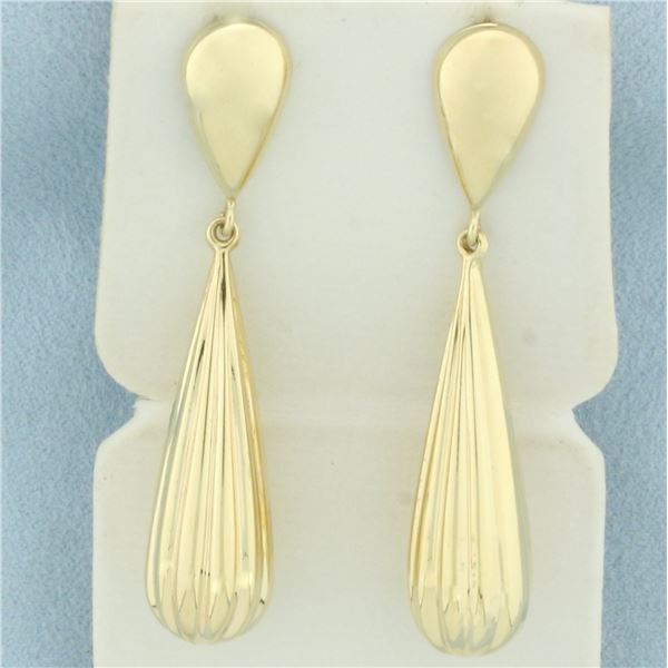 Teardrop Dangle Drop Earrings in 14k Yellow Gold