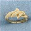 Image 1 : Designer Kabana Large 5 Dolphin Ring in 14k Yellow Gold