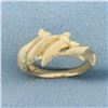 Image 2 : Designer Kabana Large 5 Dolphin Ring in 14k Yellow Gold