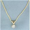 Image 1 : Diamond Solitaire Necklace in 14k Yellow Gold