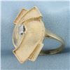 Image 2 : Diamond Ribbon Design Ring in 14k Yellow Gold