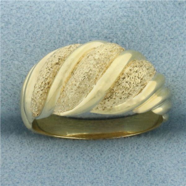 Sandblast Finish Dome Ring in 14k Yellow Gold