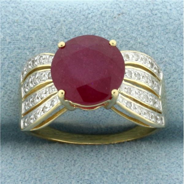 Ruby and Diamond Ring in 14k Yellow Gold