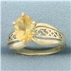 Image 2 : Citrine Filigree Ring in 14k Yellow Gold