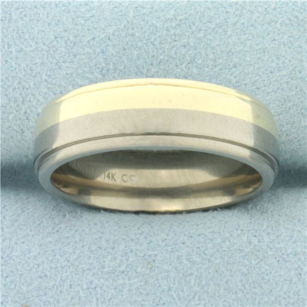 Comfort Fit Titanium and 14k Gold Mens Wedding Band Ring