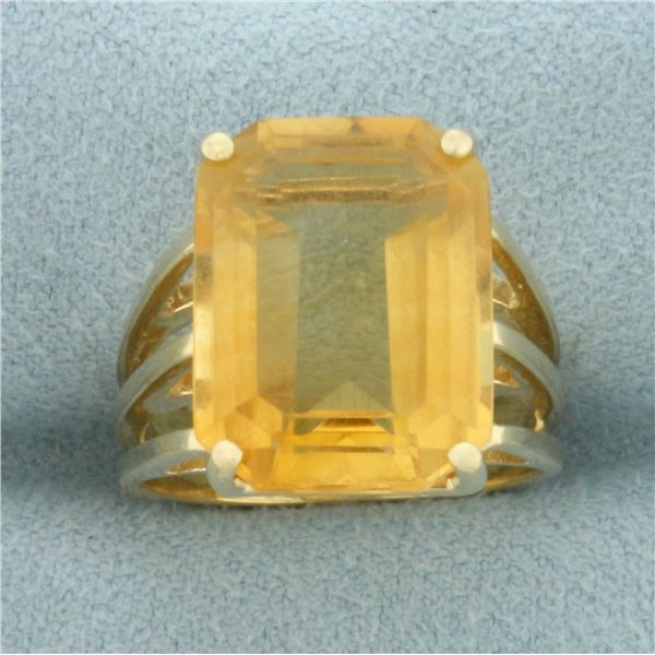 Citrine Solitaire Statement Ring in 14k Yellow Gold