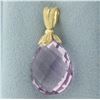 Image 1 : Checkerboard Cut Teardrop Amethyst Swivel Pendant in 14k Yellow Gold