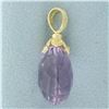 Image 2 : Checkerboard Cut Teardrop Amethyst Swivel Pendant in 14k Yellow Gold