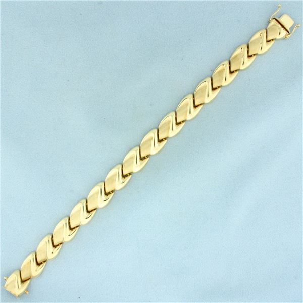 Italian Satin and High Polish Finish Abstract Bracelet in 14k Yellow Gold
