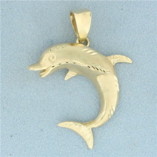 Large Dolphin Pendant in 14k Yellow Gold