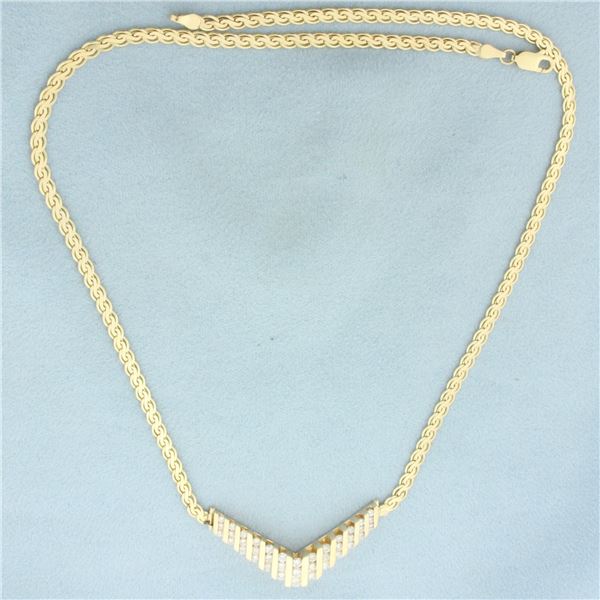 Diamond V Necklace in 14k Yellow Gold