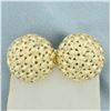 Image 1 : Diamond Cut Dome Button Earrings in 14k Yellow Gold
