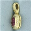 Image 3 : Ruby and Diamond Halo Pendant in 18k Yellow Gold