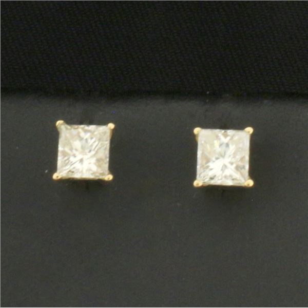 Princess Diamond Stud Earrings in 14k Yellow Gold