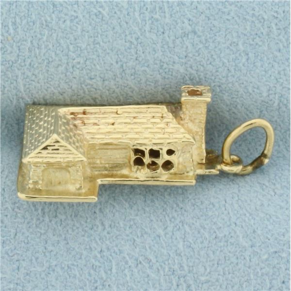 3D House Charm in 14k Yellow Gold