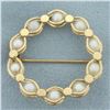 Image 1 : Cultured Pearl Motion Circle Pin Brooch in 14k Yellow Gold