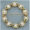 Image 2 : Cultured Pearl Motion Circle Pin Brooch in 14k Yellow Gold