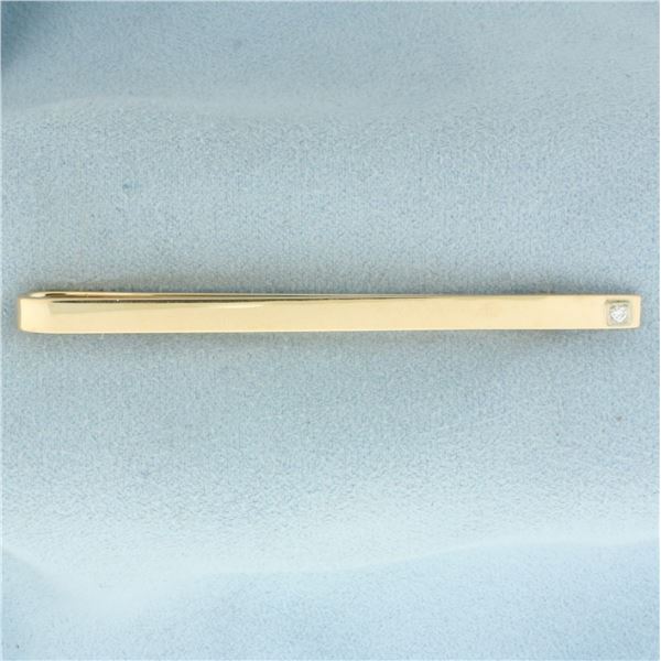 Vintage Diamond Tie Bar Clip in 14k Yellow Gold