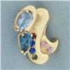 Image 1 : Rainbow Topaz Pendant or Slide in 14k Yellow Gold
