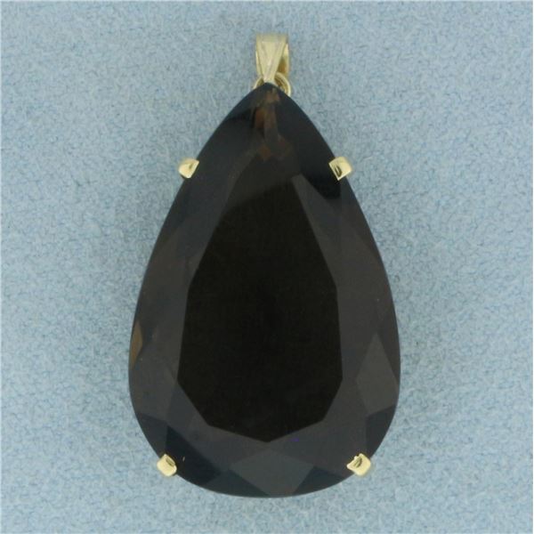 Large 30ct Pear Smoky Topaz Statement Pendant in 18k Yellow Gold