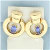 Image 1 : AAA Tanzanite Doorknocker Earrings in 14k Yellow Gold