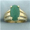 Image 1 : Jade Solitaire Statement Ring in 14k Yellow Gold