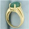 Image 3 : Jade Solitaire Statement Ring in 14k Yellow Gold