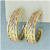 Image 1 : Tri-Color Hoop Earrings in 14k Yellow, Rose, and White Gold