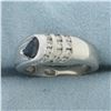 Image 2 : Modern Designer Sapphire and Diamond Ring in 14k White Gold