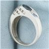 Image 3 : Modern Designer Sapphire and Diamond Ring in 14k White Gold