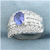 Image 2 : AAA Tanzanite and Diamond Ring in 18k White Gold