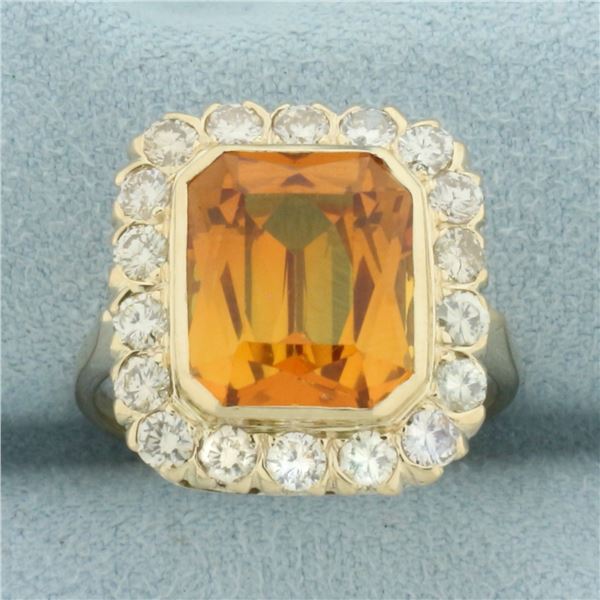 Palmeira Citrine and Diamond Halo Ring in 14k Yellow Gold