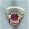 Image 4 : Lab Pink Sapphire and Diamond Ring in 10k Yellow Gold