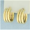 Image 1 : Triple Hoop Etched Design Earrings in 18k Yellow Gold