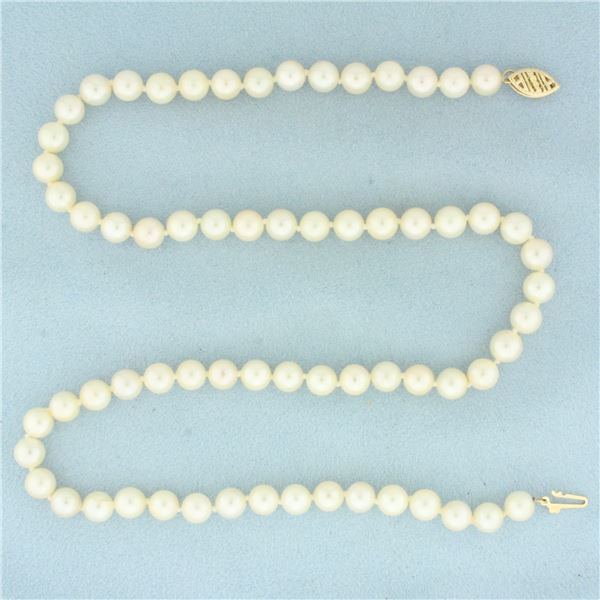 Akoya Pearl Strand Necklace in 14k Yellow Gold